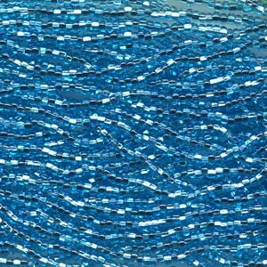 6/0 Czech Seed Beads - Aqua Silver Lined (Color #67010) - 6 String Hanks,72 Grams