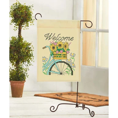 Herrschners Bike Ride Porch Flag Stamped Cross-Stitch Kit