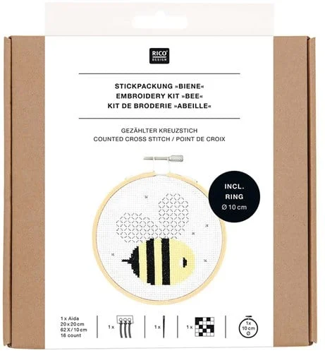 Rico Design Embroidery Kit Bee Ø 10 cm